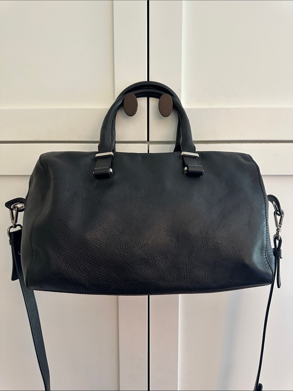 MASSIMO DUTTI PARIS -leather satchel with crossbody strap